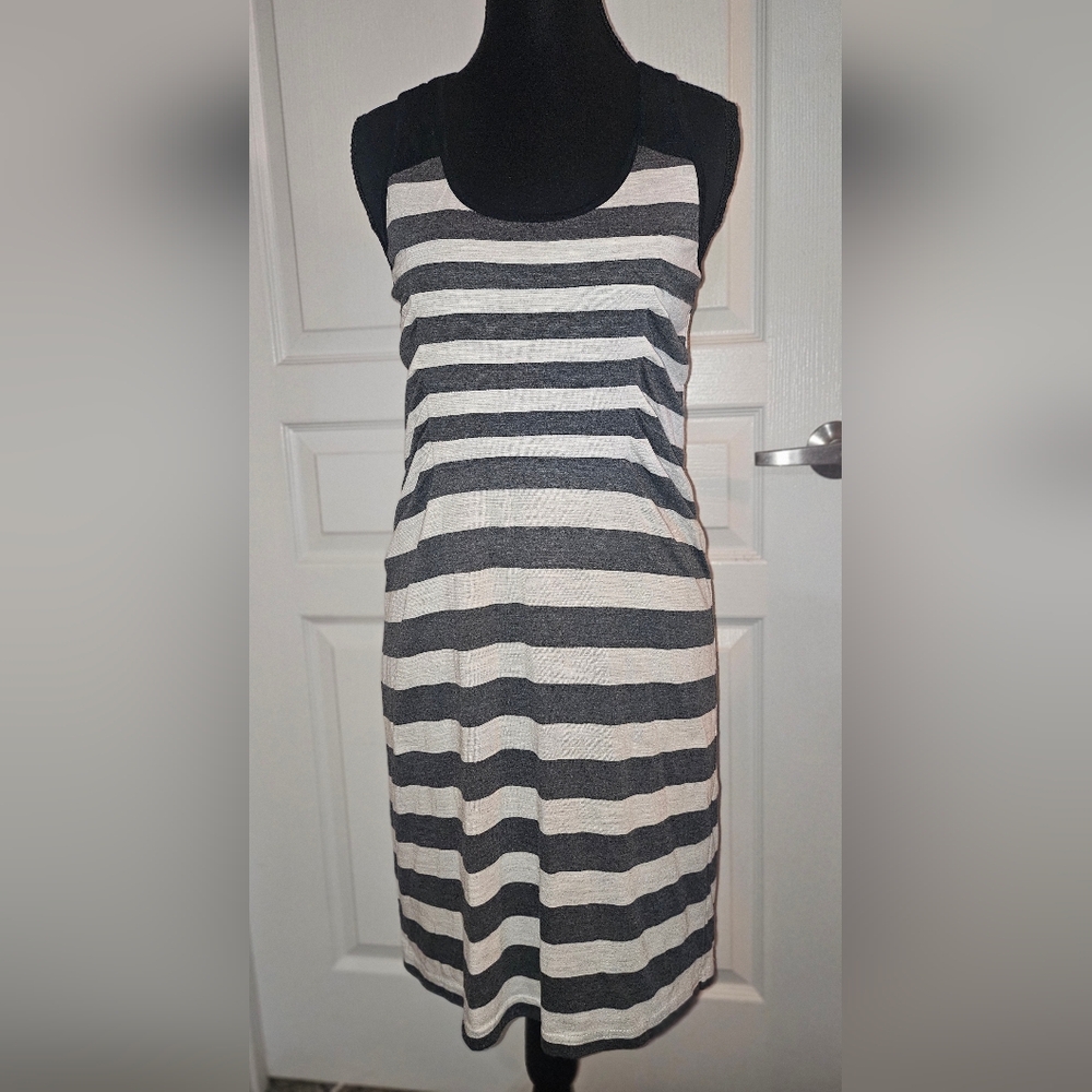 Sugarlips Grey and Cream Striped Mini Dress